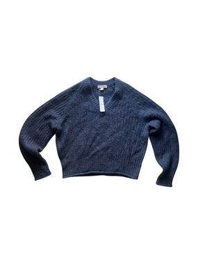 J. Crew Blue Sweater Merino Wool Alpaca Blend Small Knit V-neck NEW WITH TAGS